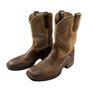 Ariat Western Cowboy Boot Brown Leather Wide EE Mens Size 9